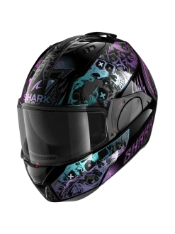 Shark Evo ES K-Rozen Zwart Violet Glitter KVX Systeemhelm -Shark Winkel shark evo es k rozen black violet glitter kvx 1