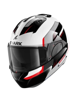 Shark Evo ES Kryd Wit Zwart Rood WKR Systeemhelm