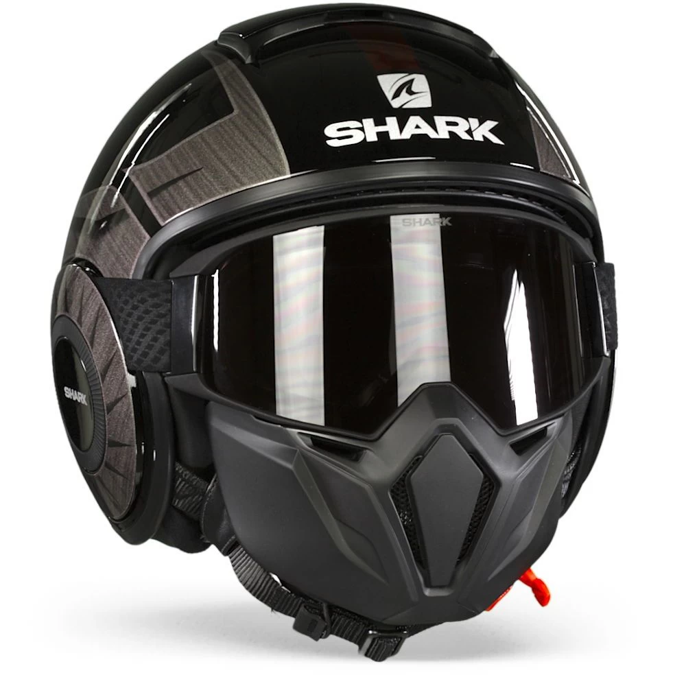Shark Street Drak Tribute Rm Zwart Chrom Rood KUR Jethelm Shark Street Drak Tribute Rm Zwart Chrom Rood KUR Jethelm -Shark Winkel shark street drak tribute rm black chrome red kur.35