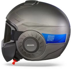 Shark Street Drak Tribute Rm Mat Antraciet Chrom Blauw AUB Jethelm -Shark Winkel shark street drak tribute rm mat0anthracite chrome blue aub.11