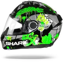 Shark Spartan 1.2 Lorenzo Catalunya GP Zwart Groen Glitter KGX Integraalhelm -Shark Winkel sharkspartanlorenzogatalunyagpkgx.10 1